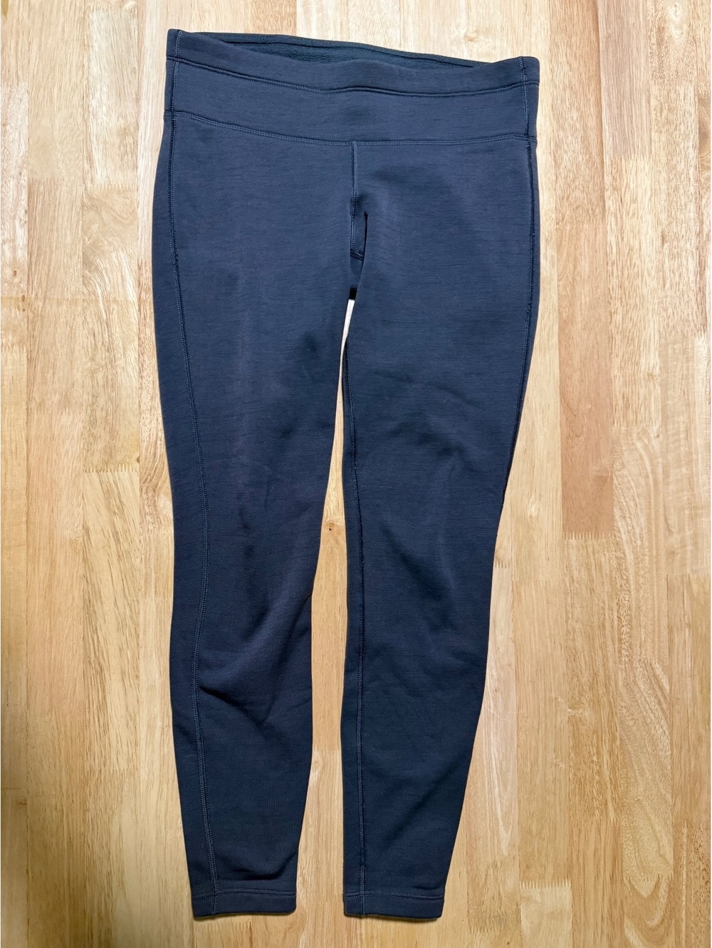 Athleta Women’s Fleece Lined Leggings Small Dark Teal Gray Back Zip Pocket